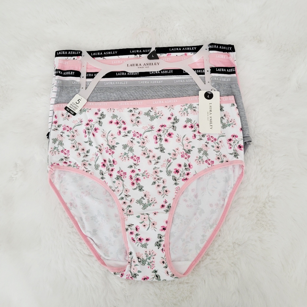 🌺LAURA ASHLEY 5-PACK COTTON SPANDEX PANTIES SIZE L